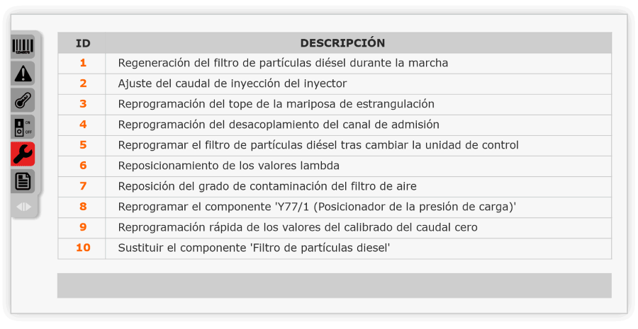 Bertondata. Pantalla de Ajustes