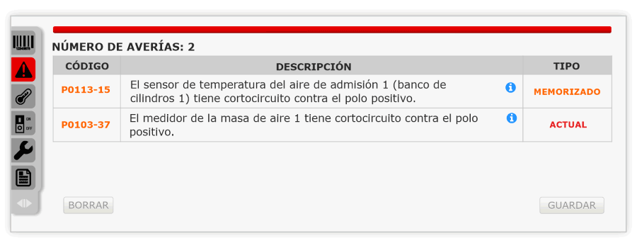 Bertondata. Lectura de averías.